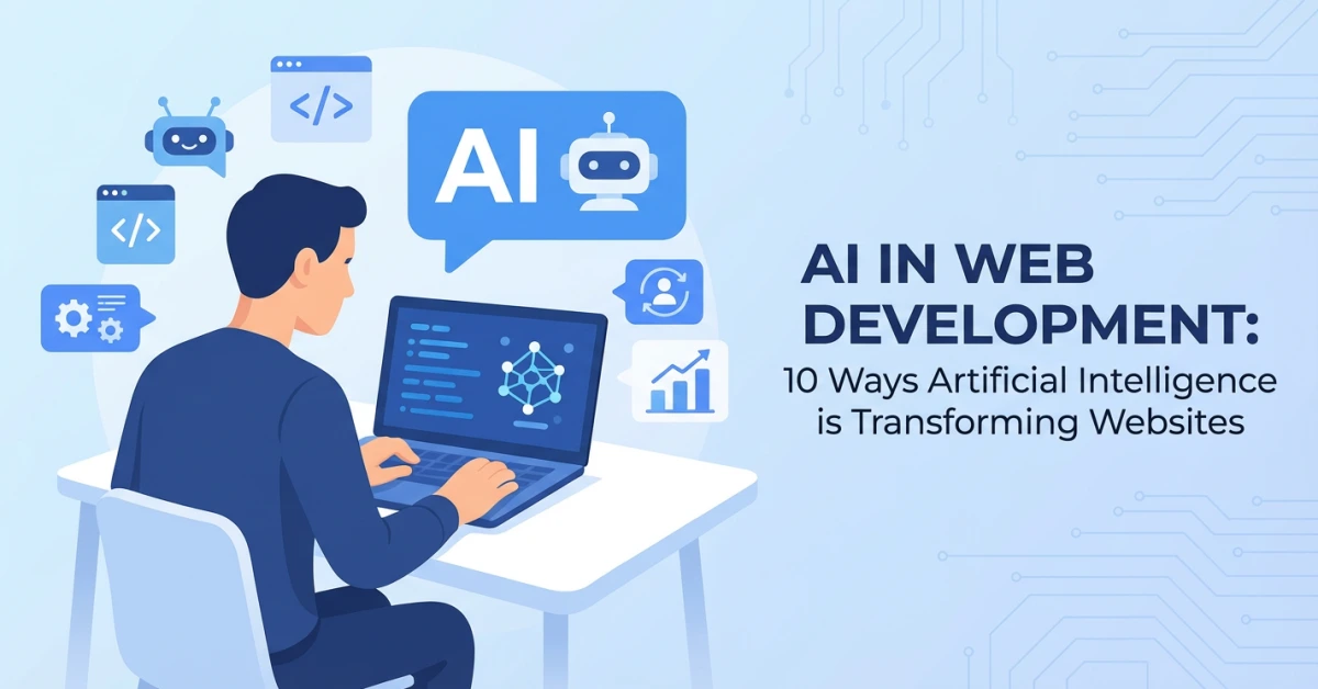 AI in Web Development: 10 Ways Artificial Intelligence is Transforming Websites – cover image
