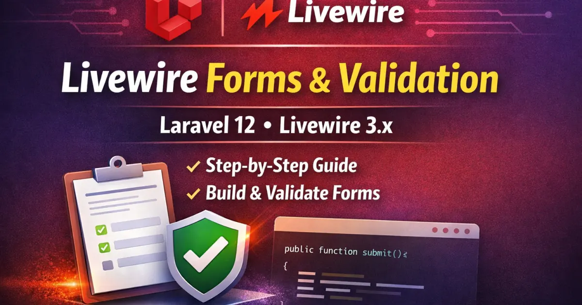 Livewire Forms and Validation in Laravel 12 (Practical Step-by-Step Guide) – cover image